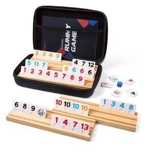 Elongdi Classic Rummy Game Set with Wooden Racks
